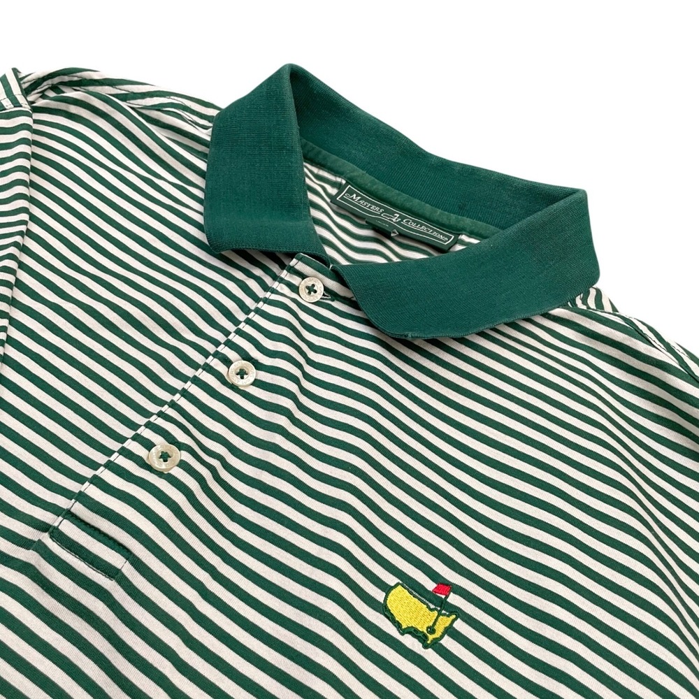 Masters Collection Golf Polo Men's Large Green Striped Pima Cotton‎